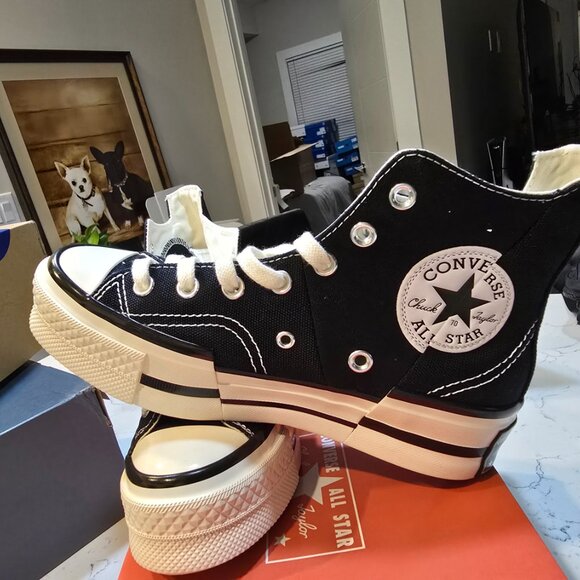 Converse Chuck 70 Hi Plus Foundational Canvas Sneakers Black A00916C Womens Sz 7 - Picture 3 of 15
